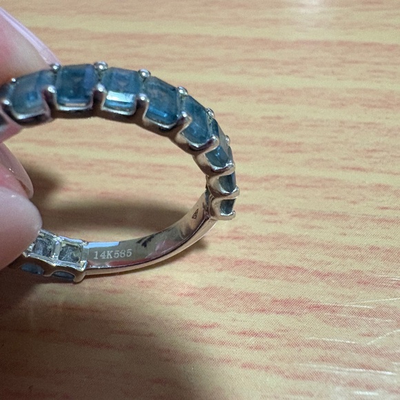 PETITE EMERALD CUT LONDON BLUE TOPAZ RING - Picture 4 of 5